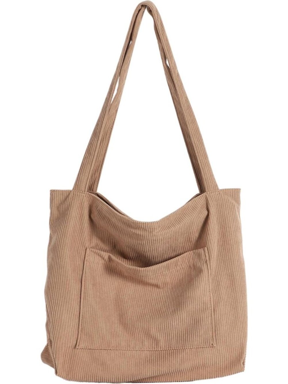 Women's Khaki Corduroy Large Shoulder Hobo Bags Casual Big Capacity Tote Bag